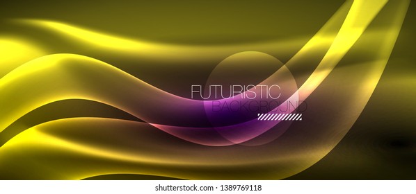 Neon light abstract waves design