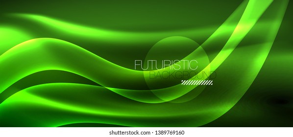Neon light abstract waves design