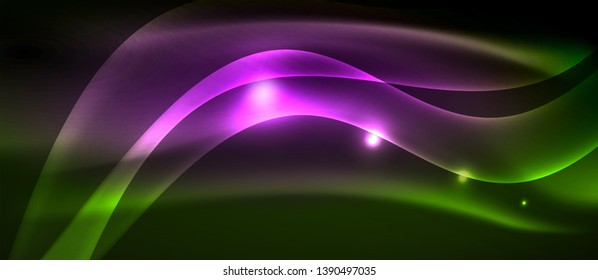 Neon light abstract waves design