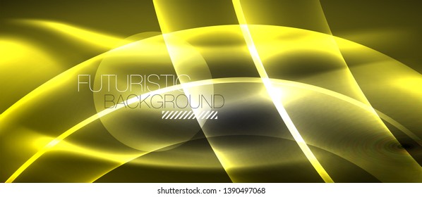Neon light abstract waves design