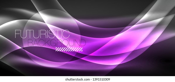Neon light abstract waves design