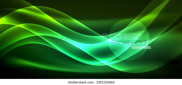 Neon light abstract waves design