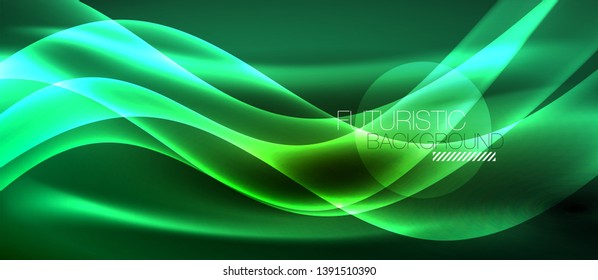 Neon light abstract waves design