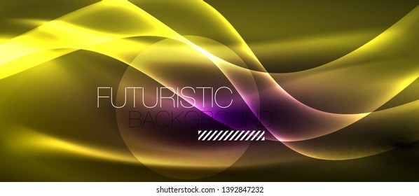 Neon light abstract waves design