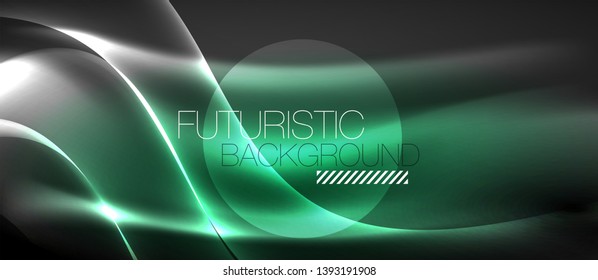 Neon light abstract waves design