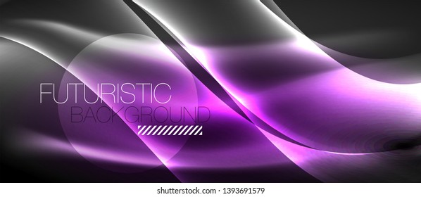 Neon light abstract waves design