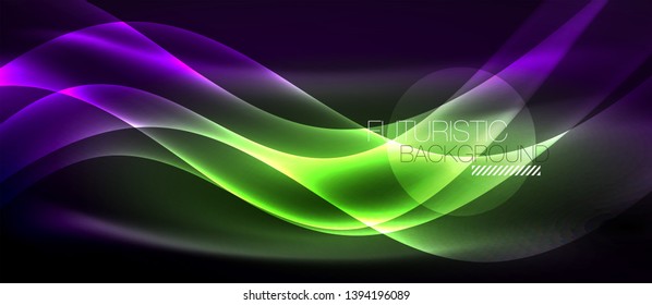 Diseño de ondas abstractas de luz neón