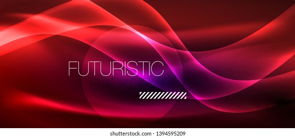 Neon light abstract waves design