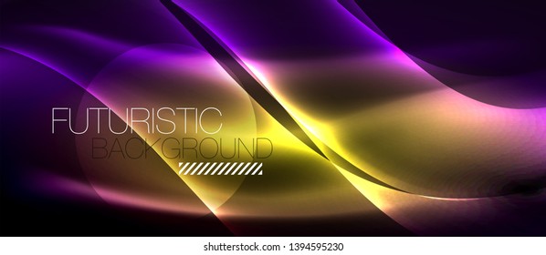 Neon light abstract waves design