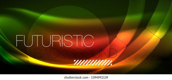 Neon light abstract waves design