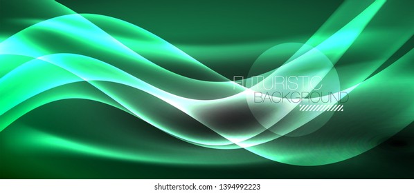 Neon light abstract waves design