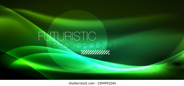 Neon light abstract waves design
