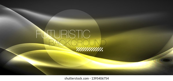 Neon light abstract waves design