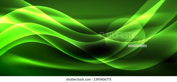 Neon light abstract waves design
