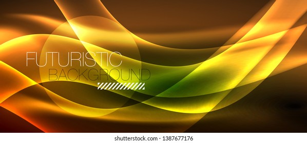 Neon light abstract waves template
