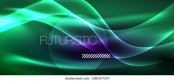 Neon light abstract waves template