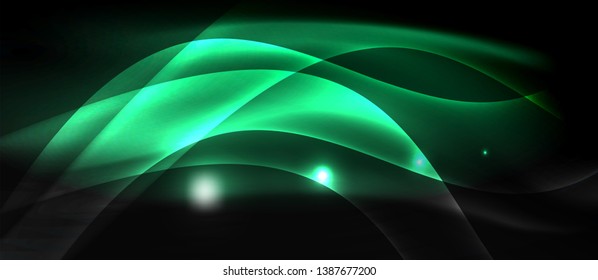 Neon light abstract waves template