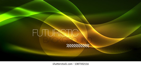 Neon light abstract waves vector