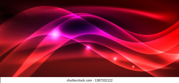 Neon light abstract waves vector