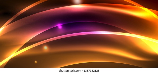 Neon light abstract waves vector