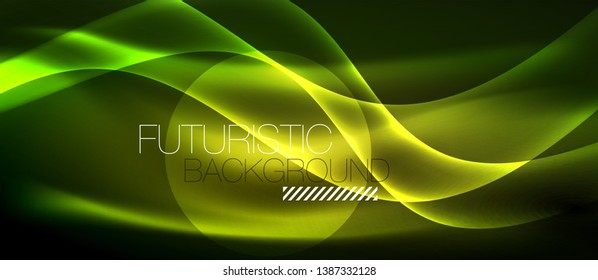 Neon light abstract waves vector