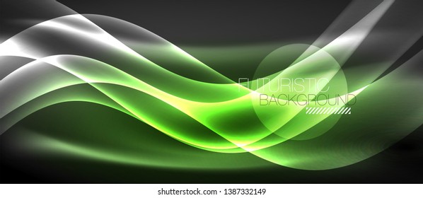 Neon light abstract waves vector
