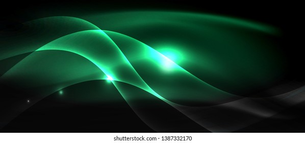Neon light abstract waves vector