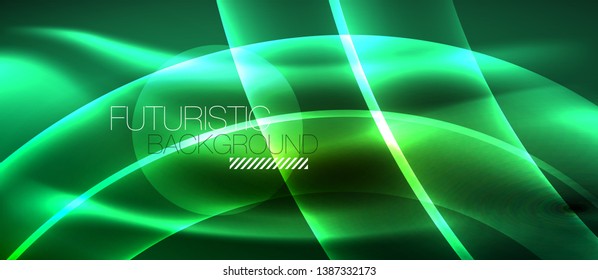 Neon light abstract waves vector