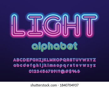 Neon Light Alphabet Design Uppercase Lowercase Stock Vector (Royalty ...