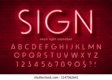 Neon light alphabet, extra glowing font. Exclusive swatch color control.