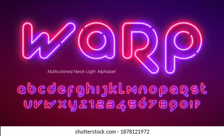 Neon light alphabet, extra glowing futuristic type. Swatch color control.