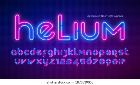 Neon light alphabet, extra glowing futuristic type. Swatch color control.