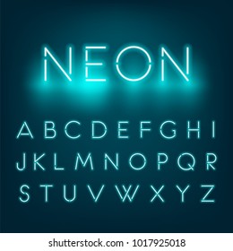 Neon light alphabet font. Graphic concept for your design