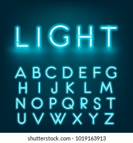 Neon light alphabet font. Graphic concept for your design