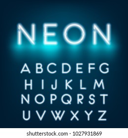 Neon light alphabet font. Graphic concept for your design