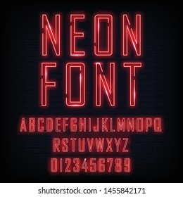 neon light alphabet. glowing light. vector