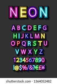 Neon Light Alphabet Multicolored Extra Glowing Stock Vector (Royalty ...