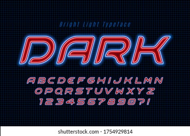 Neon-helles Alphabet, mehrfarbige extra leuchtende Schrift. Exklusive Swatch-Farbregelung.
