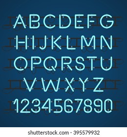 Neon Light Alphabet Vector Font