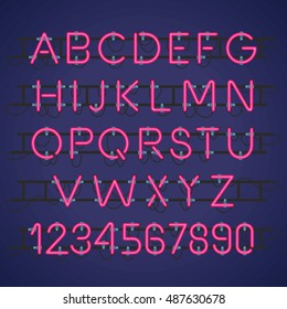 Neon Light Alphabet Vector Font