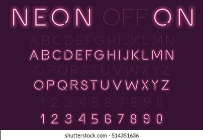 Neon Light Alphabet Vector Font