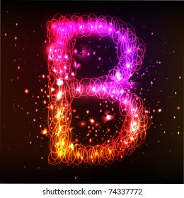 Neon Light Alphabets. Letter B
