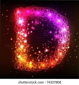 Neon Light Alphabets. Letter D