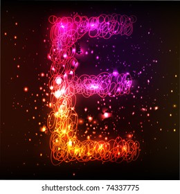 Neon Light Alphabets. Letter E
