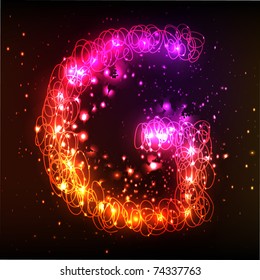Neon Light Alphabets. Letter G