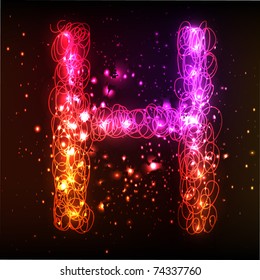 Neon Light Alphabets. Letter H