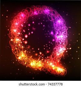 Neon Light Alphabets. Letter Q