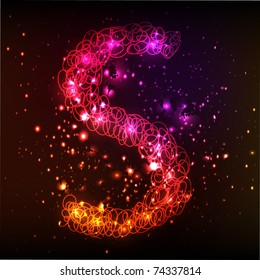 Neon Light Alphabets. Letter S