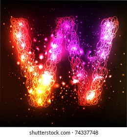 Neon Light Alphabets. Letter W