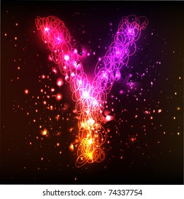 Neon Light Alphabets. Letter Y